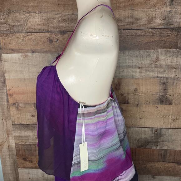 Rory Beca Rafael Cross Strap Back Dress Silk Ipanema Purple Size Medium NWT - Picture 3 of 9